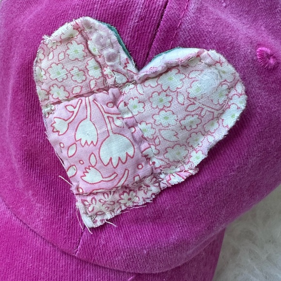 Quilted Heart Baseball Hat; Pink Handmade Quilt Hat; Shabby Chic Hat - Picture 4 of 6